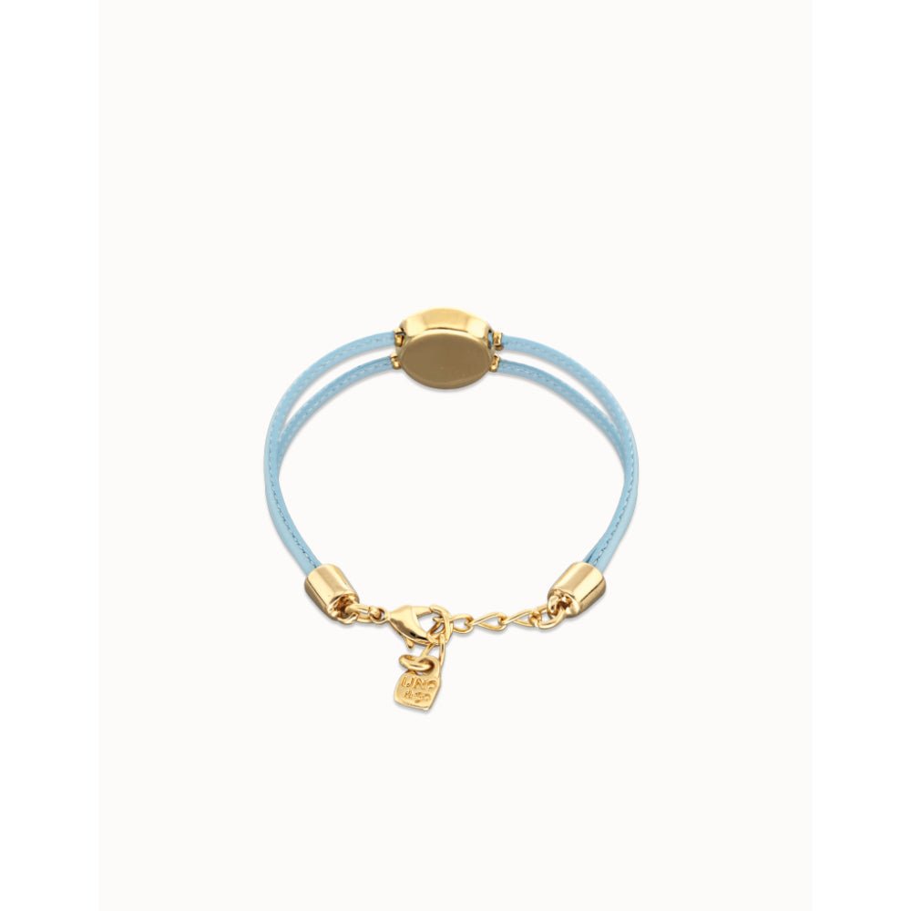 Unode50 18K Gold Plated Double Blue Leather Birthstone Eye Bracelet - MococoUNOde50PUL2601-18KBracelet