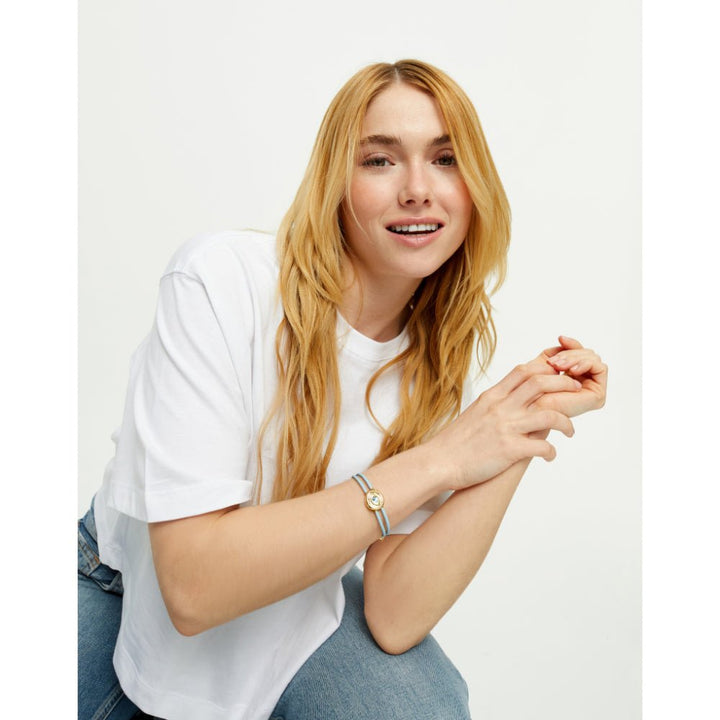 Unode50 18K Gold Plated Double Blue Leather Birthstone Eye Bracelet - MococoUNOde50PUL2601-18KBracelet