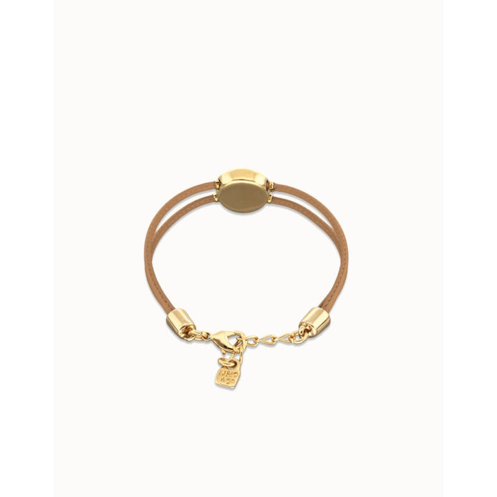 Unode50 18K Gold Plated Double Cream Leather Birthstone Eye Bracelet - MococoUNOde50PUL2601-18K-CRBracelet