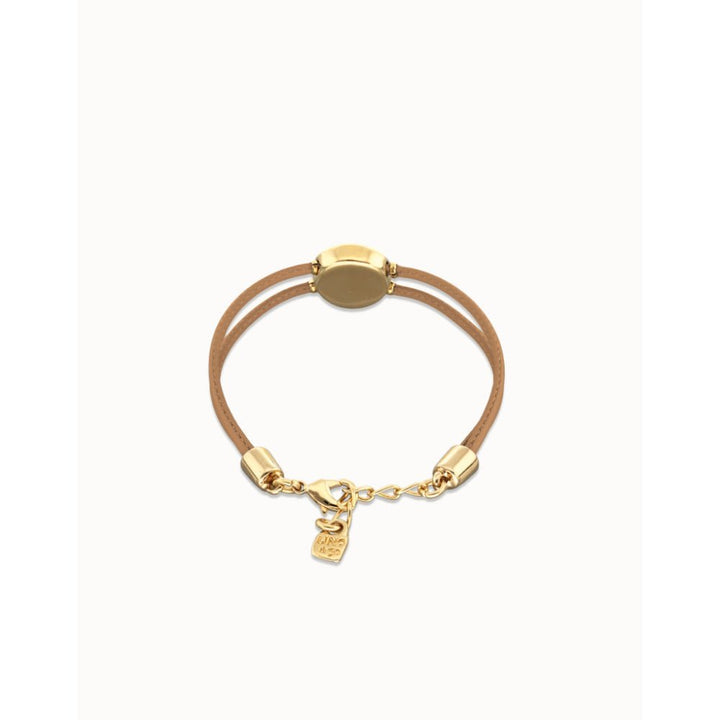 Unode50 18K Gold Plated Double Cream Leather Birthstone Eye Bracelet - MococoUNOde50PUL2601CREORO0MBracelets