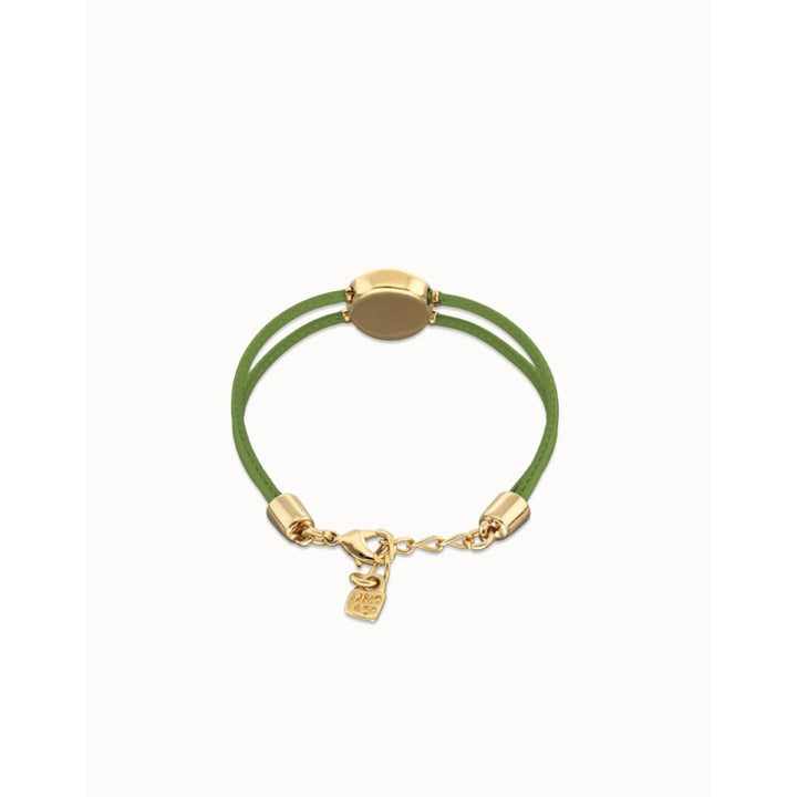 Unode50 18K Gold Plated Double Green Leather Birthstone Eye Bracelet - MococoUNOde50PUL2601VRDORO0MBracelets