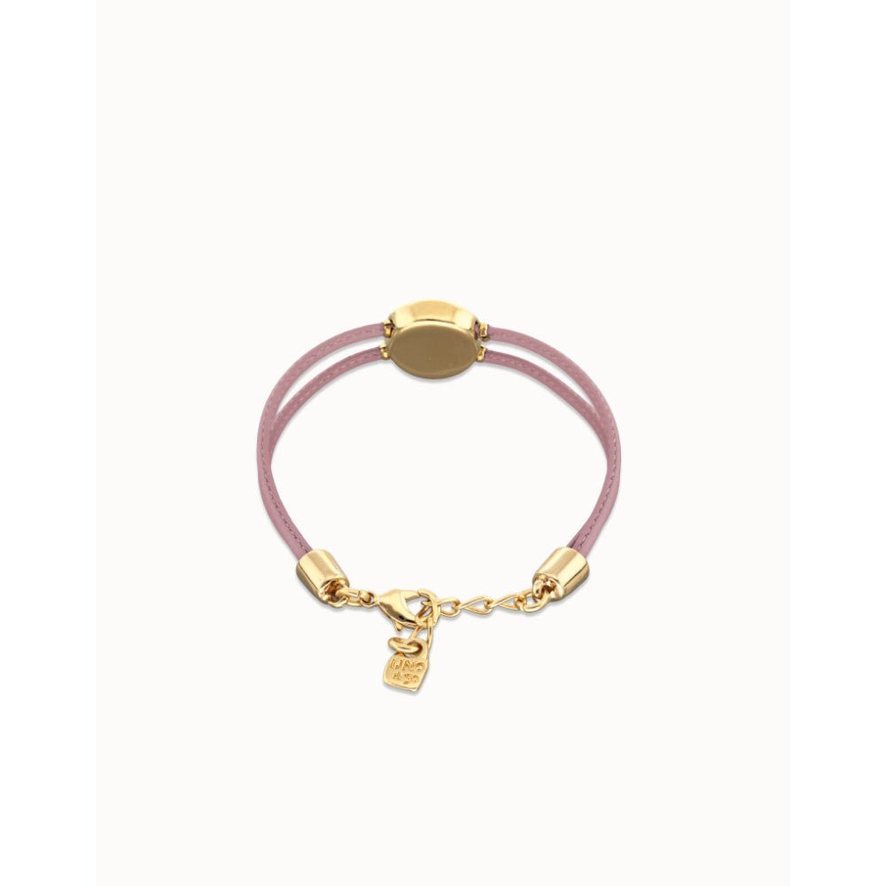 Unode50 18K Gold Plated Double Lilac Leather Birthstone Eye Bracelet - MococoUNOde50PUL2601LILORO0MBracelets