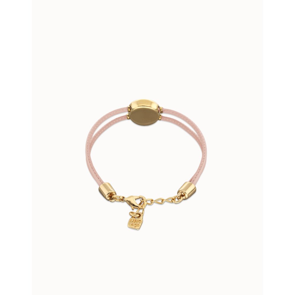 Unode50 18K Gold Plated Double Pink Leather Birthstone Eye Bracelet - MococoUNOde50PUL2601-18K-PKBracelet