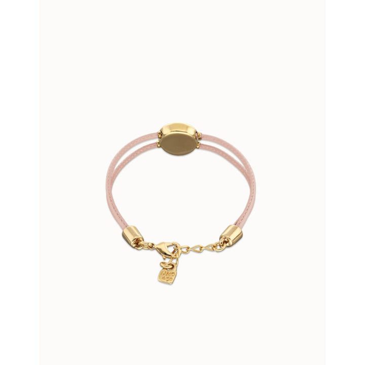 Unode50 18K Gold Plated Double Pink Leather Birthstone Eye Bracelet - MococoUNOde50PUL2601-18K-PKBracelet