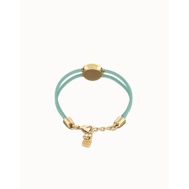 Unode50 18K Gold Plated Double Turquoise Leather Birthstone Eye Bracelet - MococoUNOde50PUL2601TQSORO0MBracelets