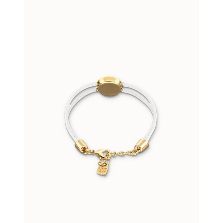 Unode50 18K Gold Plated Double White Leather Birthstone Eye Bracelet - MococoUNOde50PUL2601BLCORO0MBracelets