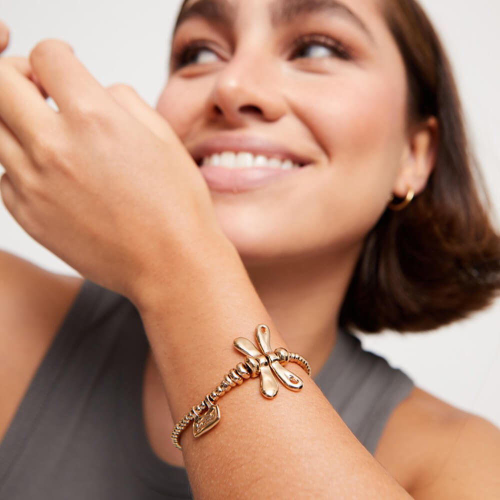 UNOde50 18K Gold - Plated Dragonfly Elastic Bracelet - MococoUNOde50Bracelets