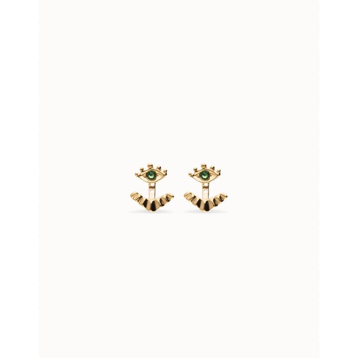 Unode50 18K Gold Plated Eye - Shaped Verde Crystal Stud Earrings image