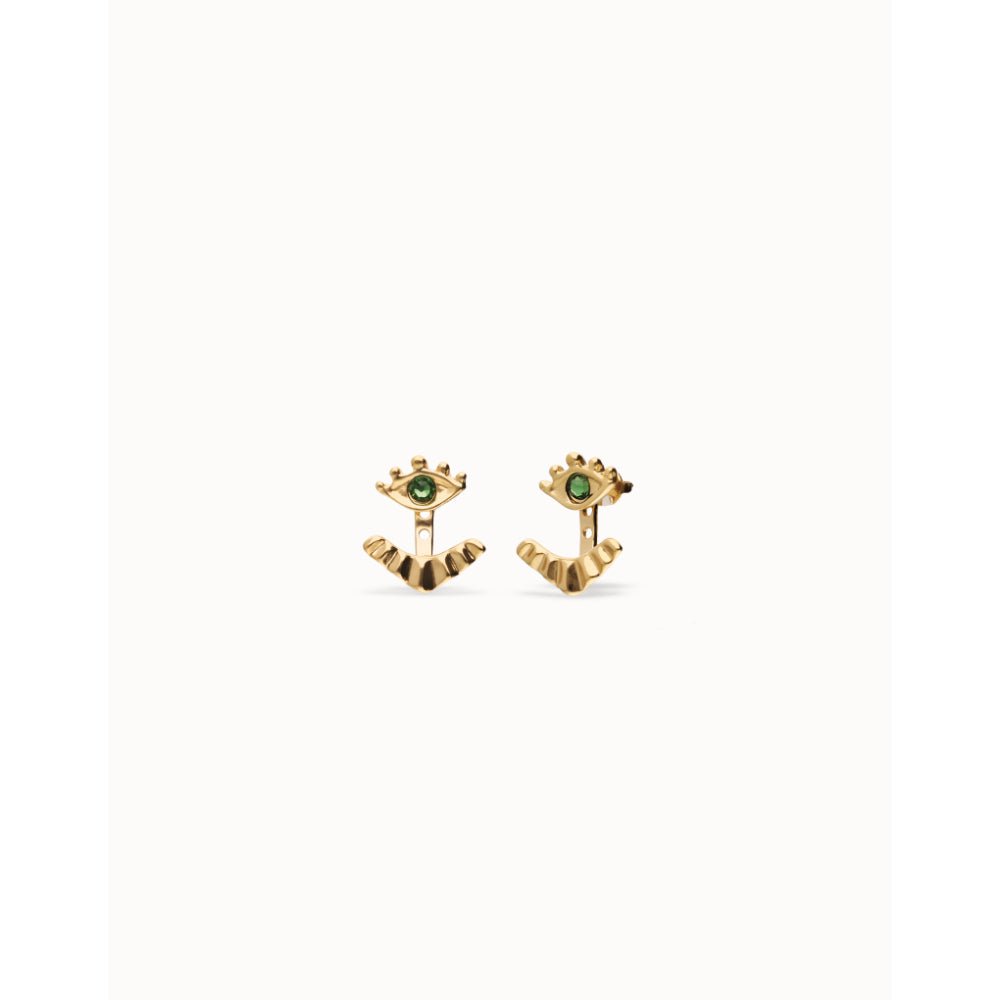 Unode50 18K Gold Plated Eye - Shaped Verde Crystal Stud Earrings - MococoUNOde50PEN1006-18KEarrings