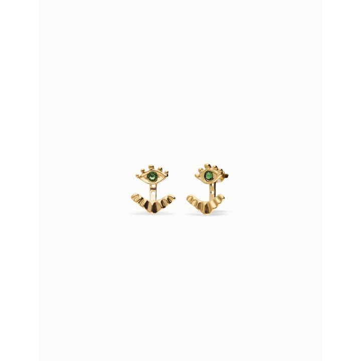 Unode50 18K Gold Plated Eye - Shaped Verde Crystal Stud Earrings - MococoUNOde50PEN1006VRDORO0UEarrings