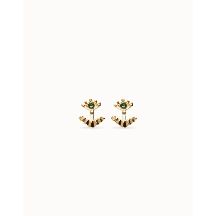 Unode50 18K Gold Plated Eye - Shaped Verde Crystal Stud Earrings - MococoUNOde50PEN1006-18KEarrings