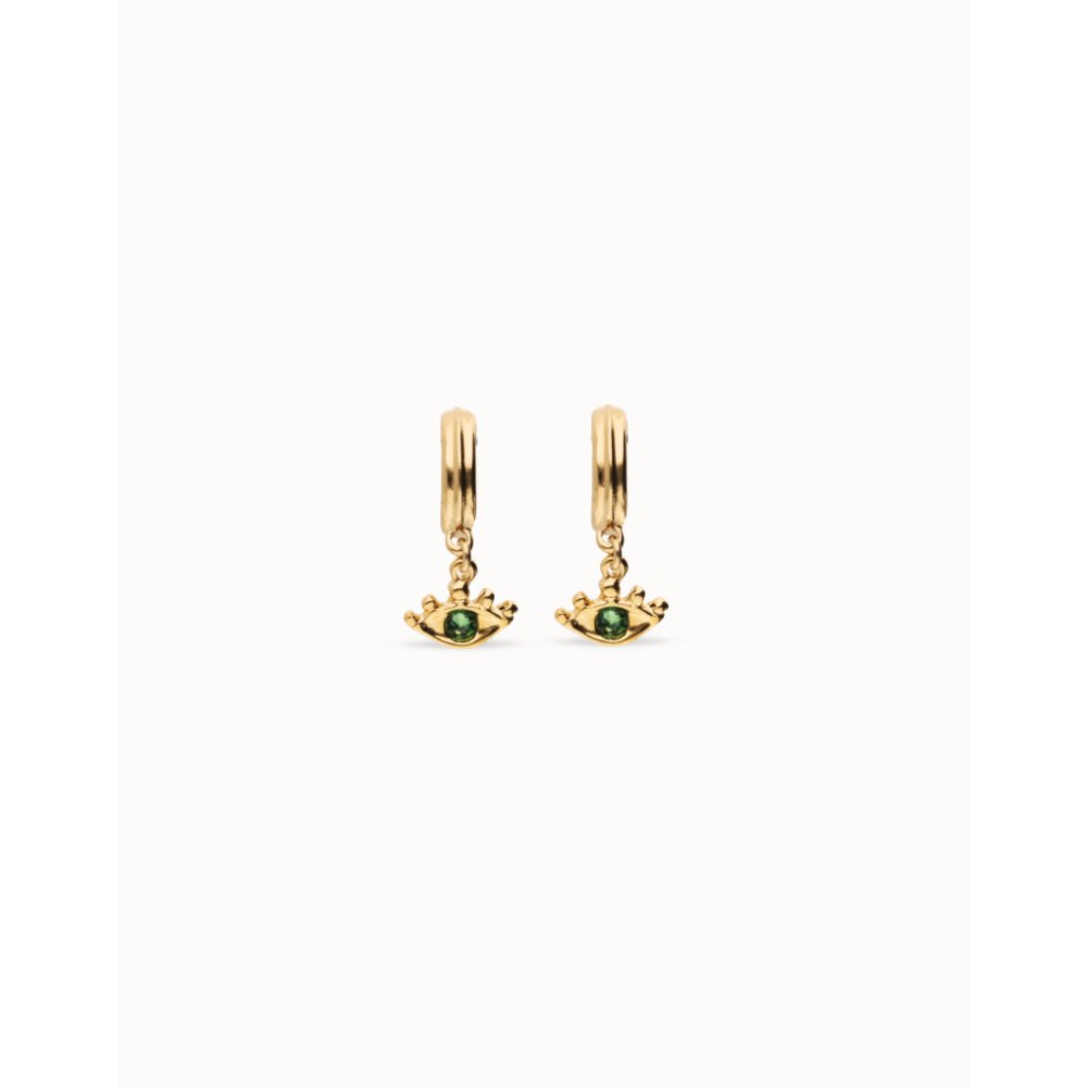 Unode50 18K Gold Plated Eye - Shaped with Green Crystal Drop Earrings - MococoUNOde50PEN1005-18KEarrings