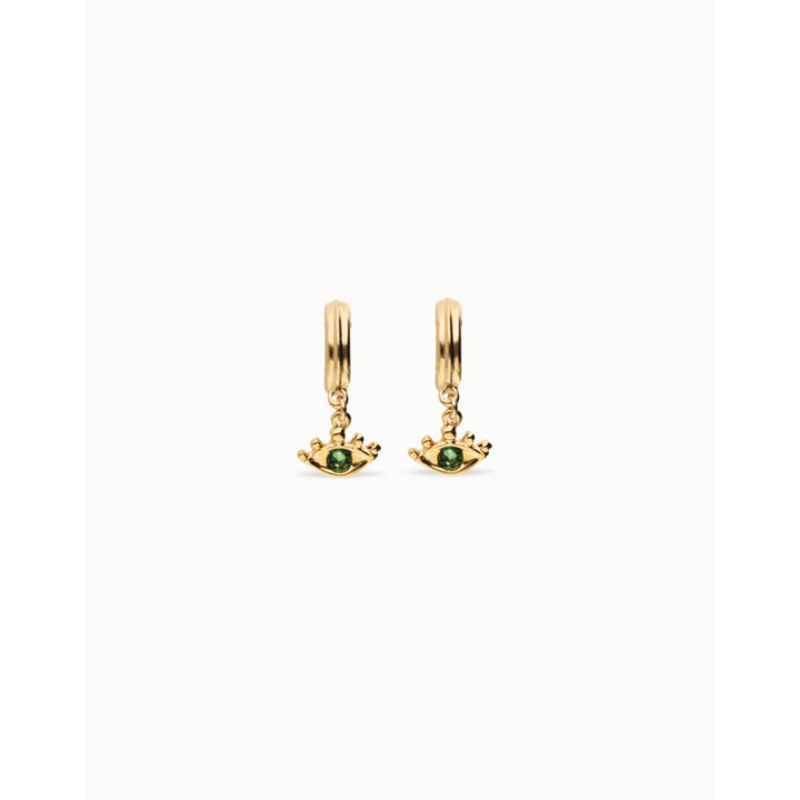 Unode50 18K Gold Plated Eye - Shaped with Green Crystal Drop Earrings - MococoUNOde50PEN1005-18KEarrings