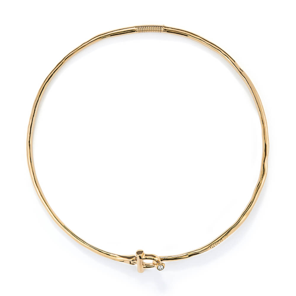 UNOde50 18K Gold - Plated Front Clasp and White Topaz Rigid Necklace - MococoUNOde50COL1938BLNORO0LNecklaces
