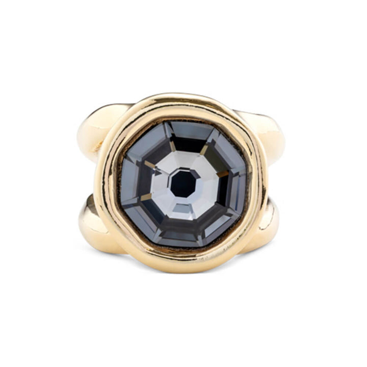 UNOde50 18K Gold - Plated Gray Crystal Ring - MococoUNOde50ANI0654GRSORO12Rings
