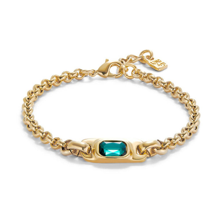 UNOde50 18K Gold - Plated Green Crystal Chain Bracelet - MococoUNOde50Bracelets