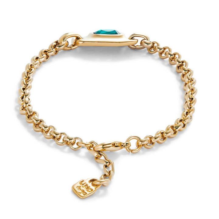UNOde50 18K Gold - Plated Green Crystal Chain Bracelet - MococoUNOde50Bracelets