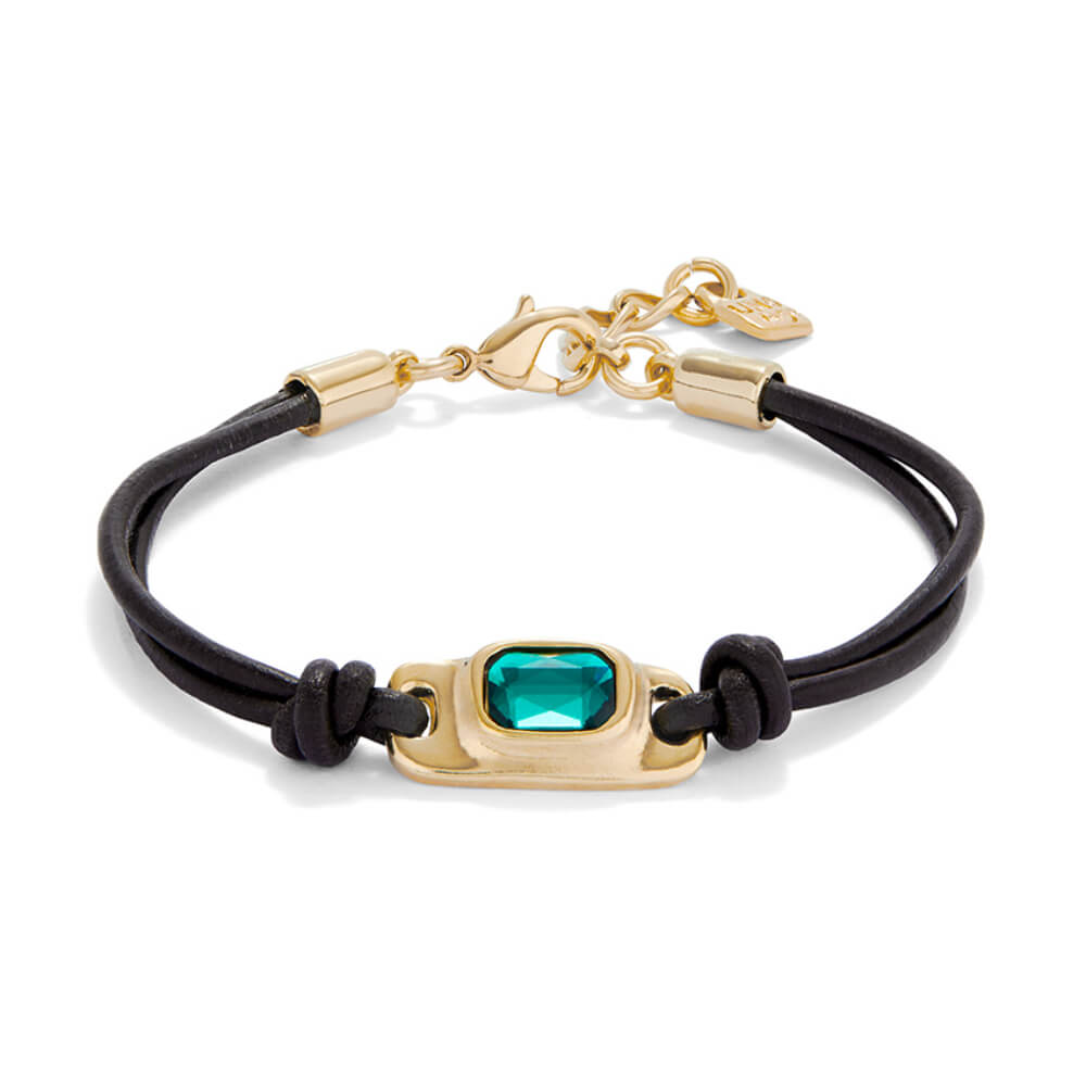 UNOde50 18K Gold - Plated Green Crystal Leather Bracelet - MococoUNOde50PUL2480VRDORO0MBracelets