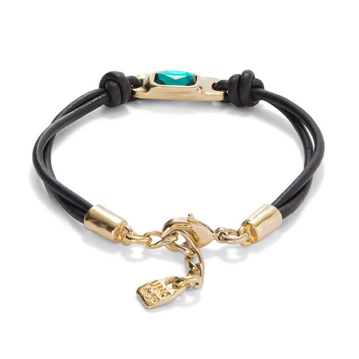 UNOde50 18K Gold - Plated Green Crystal Leather Bracelet - MococoUNOde50PUL2480VRDORO0MBracelets