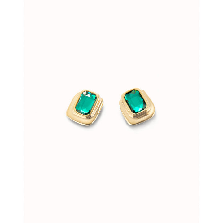 Unode50 18K Gold Plated Green Crystal Stud Earrings image 2