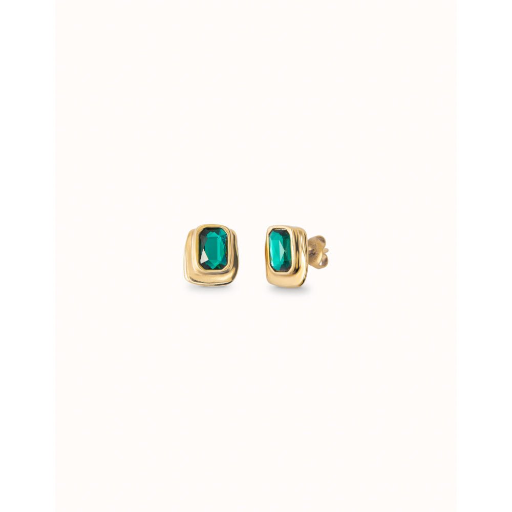 Unode50 18K Gold Plated Green Crystal Stud Earrings - MococoUNOde50PEN0973Earrings
