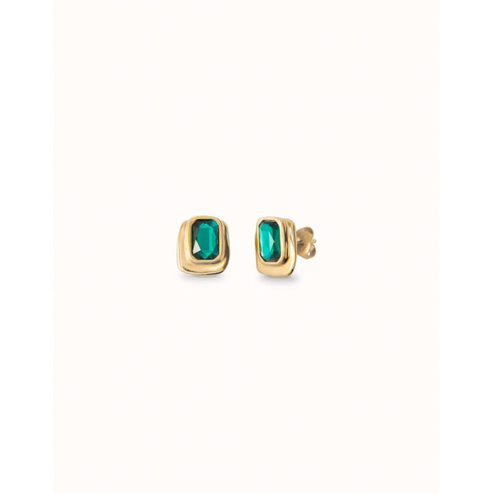 Unode50 18K Gold Plated Green Crystal Stud Earrings - MococoUNOde50PEN0973Earrings