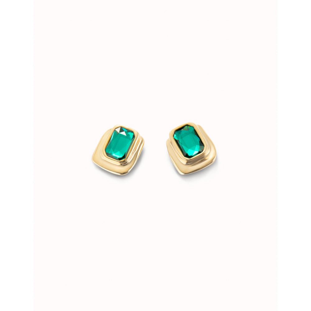 Unode50 18K Gold Plated Green Crystal Stud Earrings - MococoUNOde50PEN0973Earrings