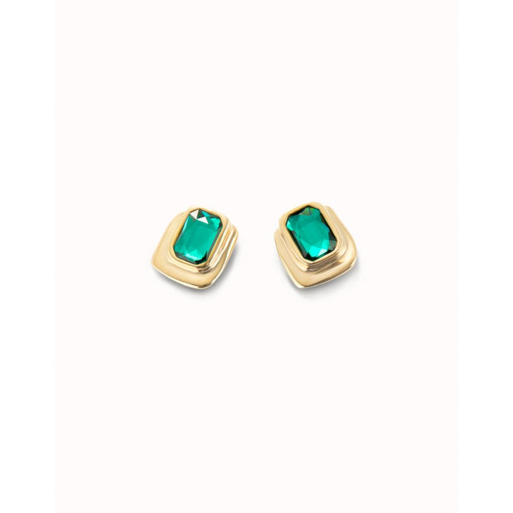 Unode50 18K Gold Plated Green Crystal Stud Earrings - MococoUNOde50PEN0973Earrings