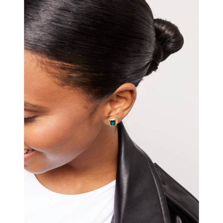 Unode50 18K Gold Plated Green Crystal Stud Earrings - MococoUNOde50PEN0973Earrings