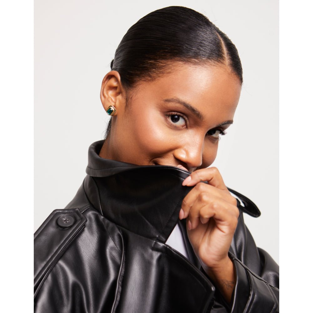 Unode50 18K Gold Plated Green Crystal Stud Earrings - MococoUNOde50PEN0973Earrings