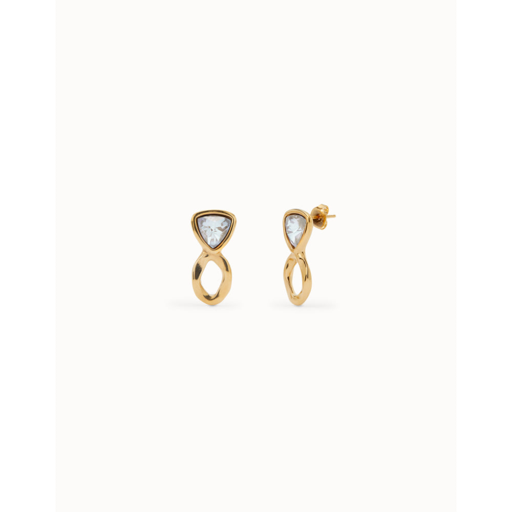 Unode50 18K Gold Plated Green Crystals Drop Earring image