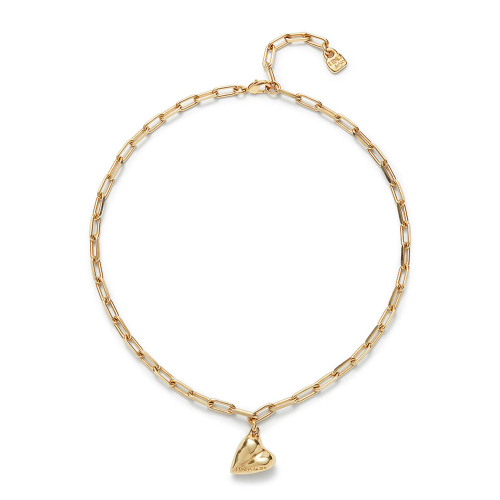 Unode50 18K Gold-Plated Heart Charm Made of Metal Alloy Chain Necklace