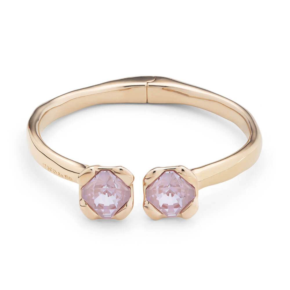 UNOde50 18K Gold - Plated Inner Spring and Two Crystals Bangle Bracelet - MococoUNOde50PUL2357RSAORO0MBracelets