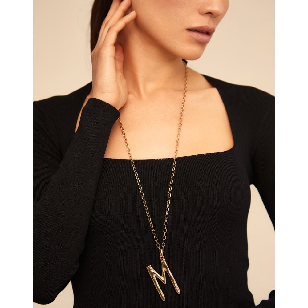 Unode50 18K Gold Plated Large M Initial Charm - MococoUNOde50CHA0013-18KCharms