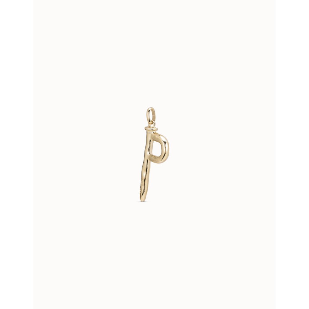 Unode50 18K Gold Plated Large P Initial Charm - MococoUNOde50CHA0016-18KCharms