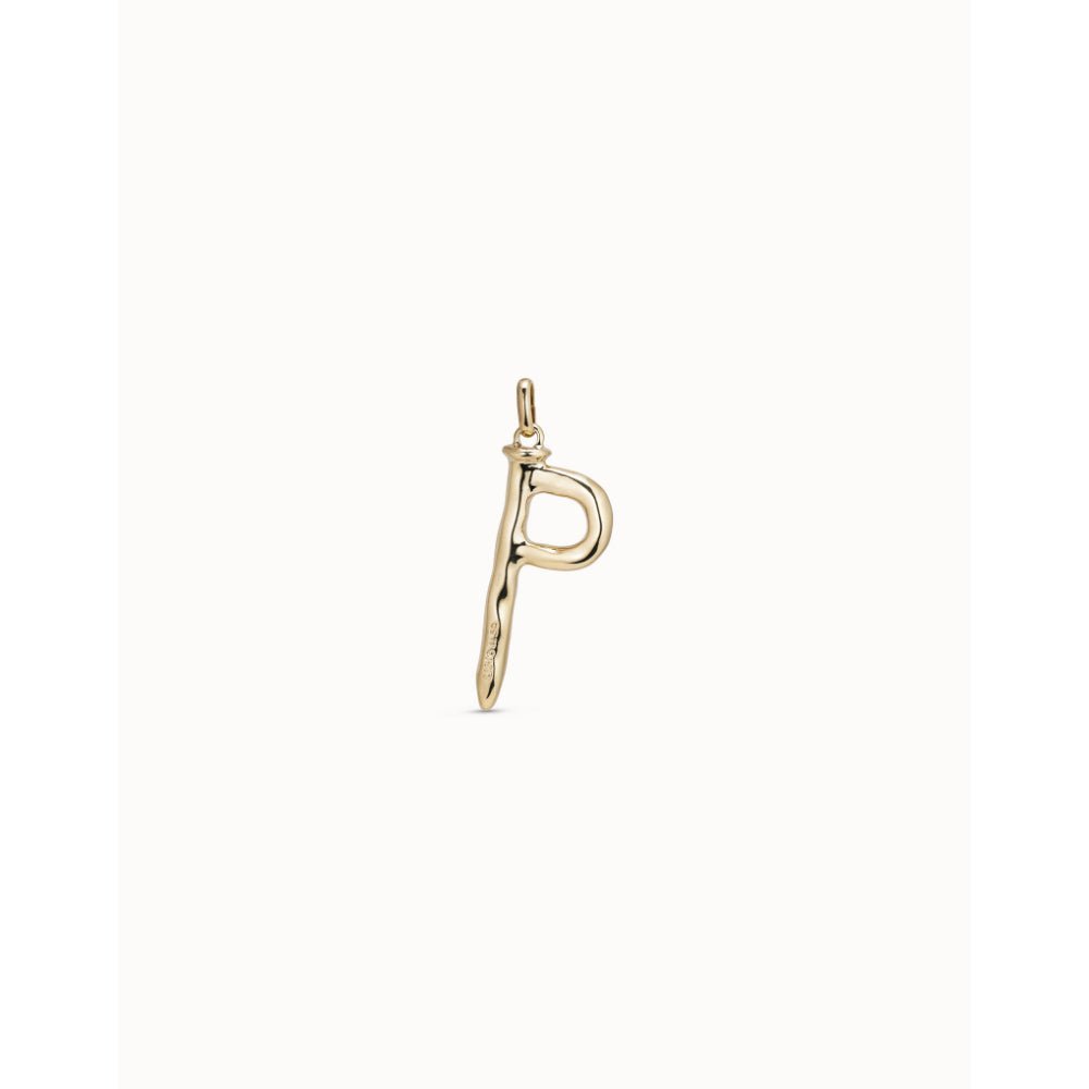 Unode50 18K Gold Plated Large P Initial Charm - MococoUNOde50CHA0016-18KCharms
