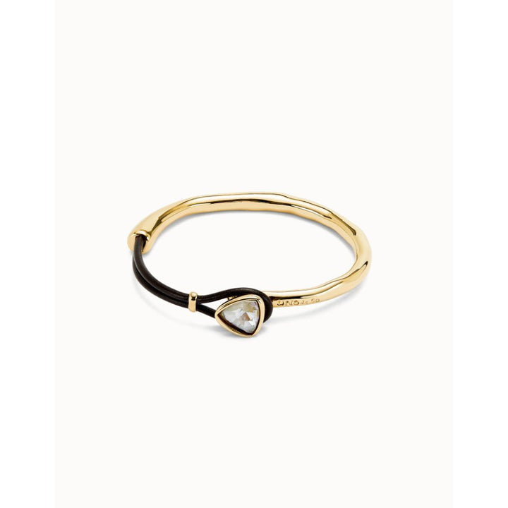 Unode50 18K Gold Plated Leather and Multicolor Crystal Bangle Bracelet - MococoUNOde50PUL2509MCLORO0MBracelets