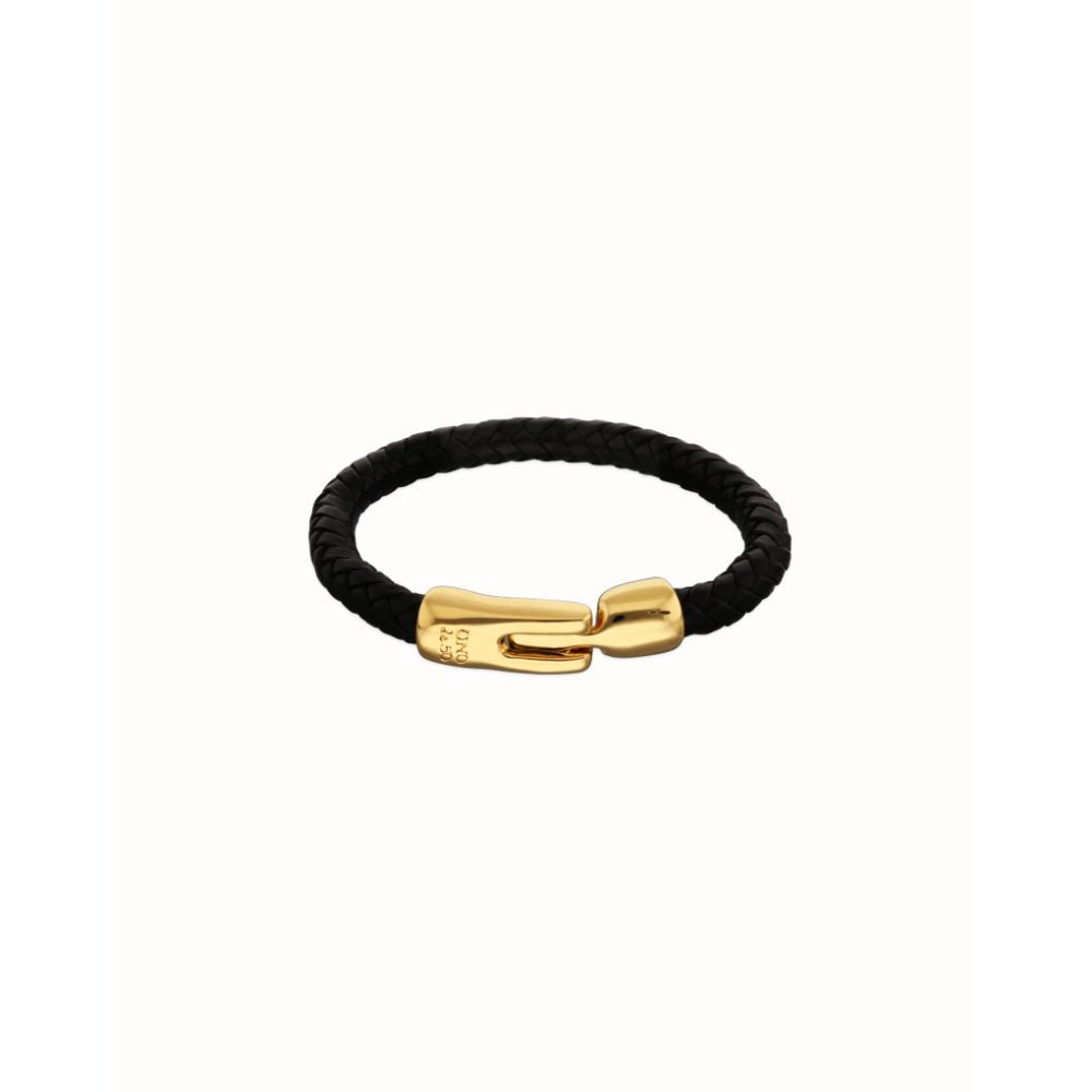 Unode50 18K Gold Plated Leather Braided Golden Clasp Bracelet - MococoUNOde50PUL2604ORONGR0LBracelets