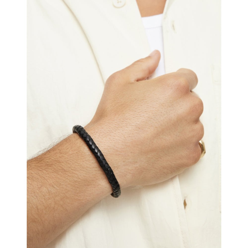 Unode50 18K Gold Plated Leather Braided Golden Clasp Bracelet - MococoUNOde50PUL2604-LBracelet