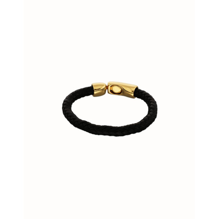 Unode50 18K Gold Plated Leather Braided Golden Clasp Bracelet - MococoUNOde50PUL2604-LBracelet
