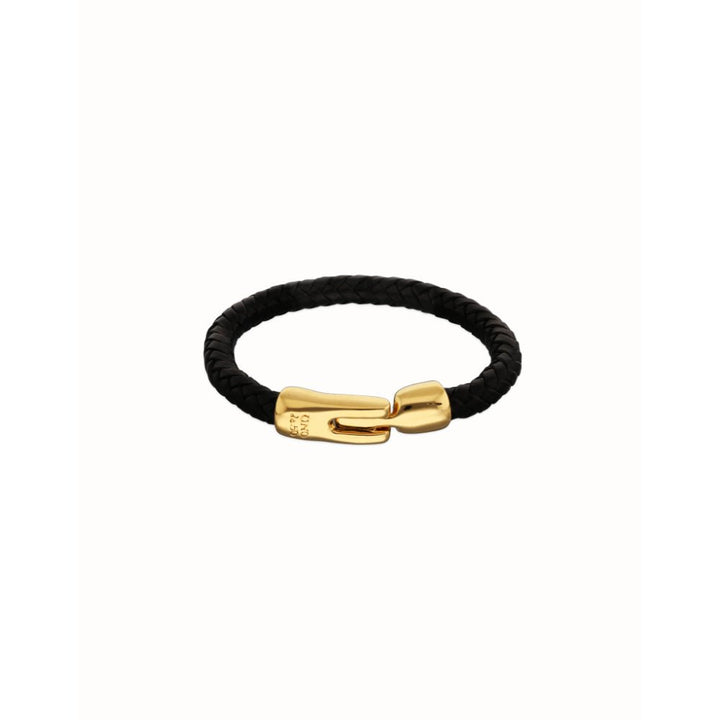 Unode50 18K Gold Plated Leather Braided Golden Clasp Bracelet - MococoUNOde50PUL2604-LBracelet