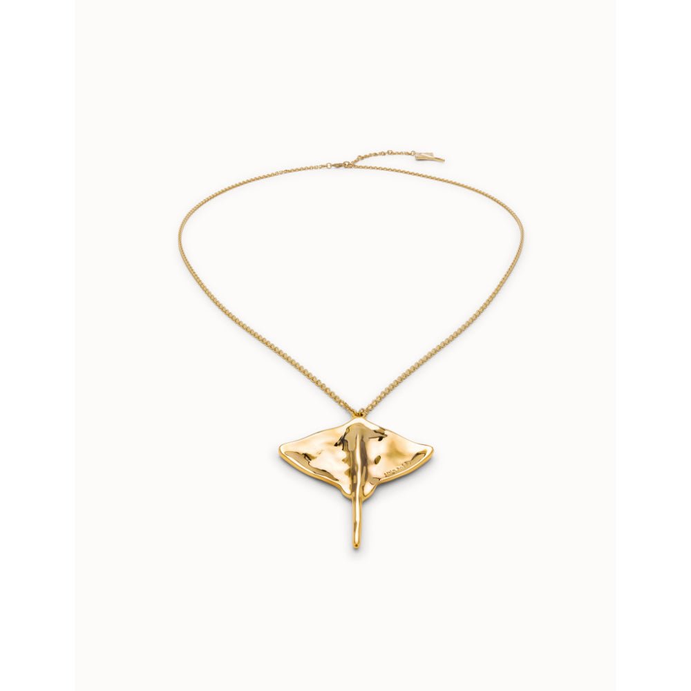 Unode50 18K Gold Plated Long Chain Pendant Manta Ray Necklace - MococoUNOde50COL1931-18KNecklace