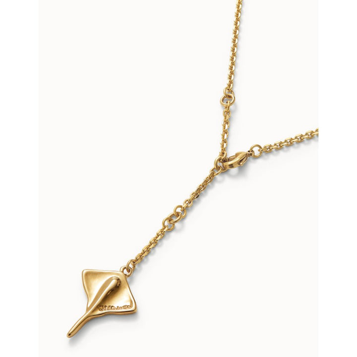 Unode50 18K Gold Plated Long Chain Pendant Manta Ray Necklace - MococoUNOde50COL1931-18KNecklace