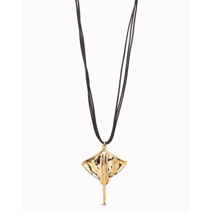 Unode50 18K Gold Plated Long Leather Pendant with Manta Ray Necklace - MococoUNOde50COL1929-U-18KNecklaces