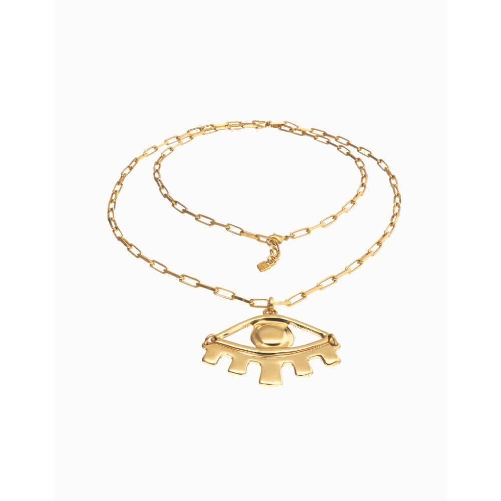 Unode50 18K Gold Plated Long Pendant Chain Central Eye Necklace - MococoUNOde50COL2034ORO0000UNecklaces