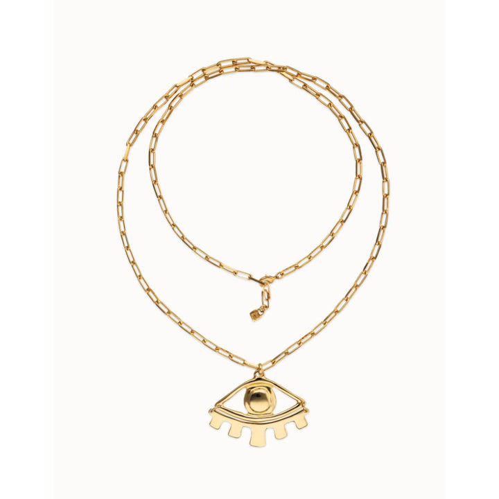 Unode50 18K Gold Plated Long Pendant Chain Central Eye Necklace - MococoUNOde50COL2034-18KNecklace