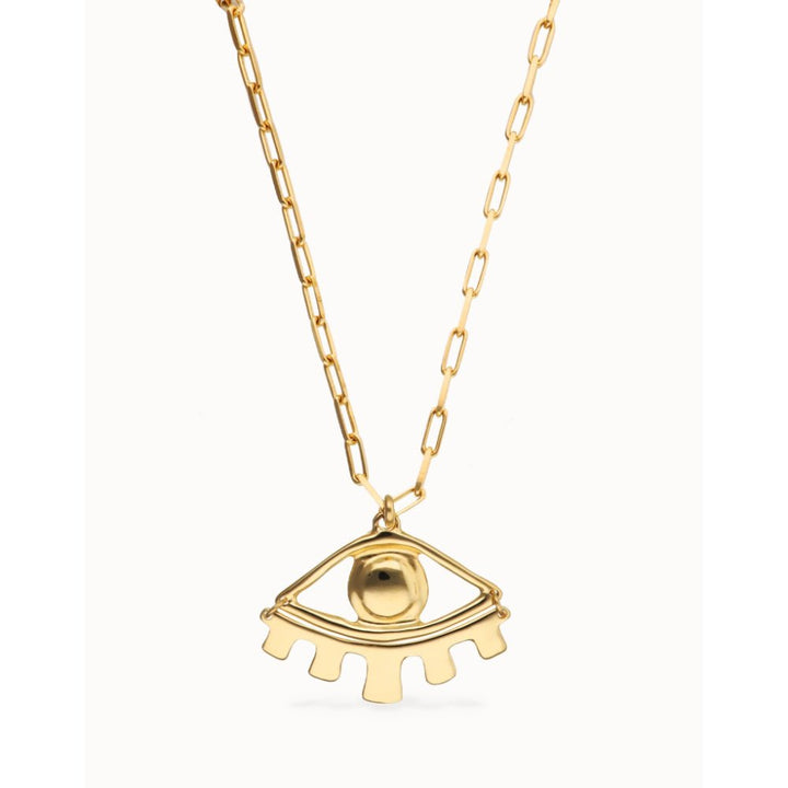 Unode50 18K Gold Plated Long Pendant Chain Central Eye Necklace - MococoUNOde50COL2034-18KNecklace