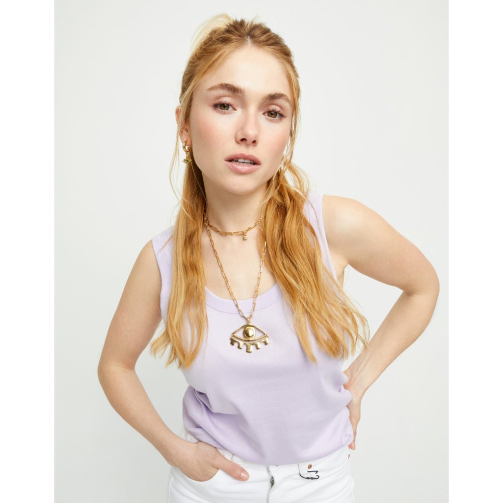 Unode50 18K Gold Plated Long Pendant Chain Central Eye Necklace - MococoUNOde50COL2034ORO0000UNecklaces