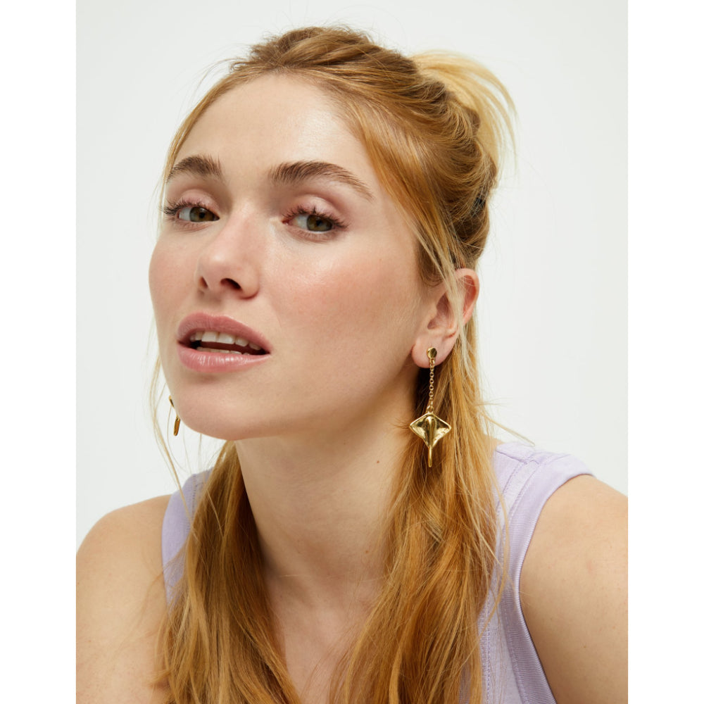 Unode50 18K Gold Plated Manta Ray - Shaped Drop Earrings - PEN1009 image 1