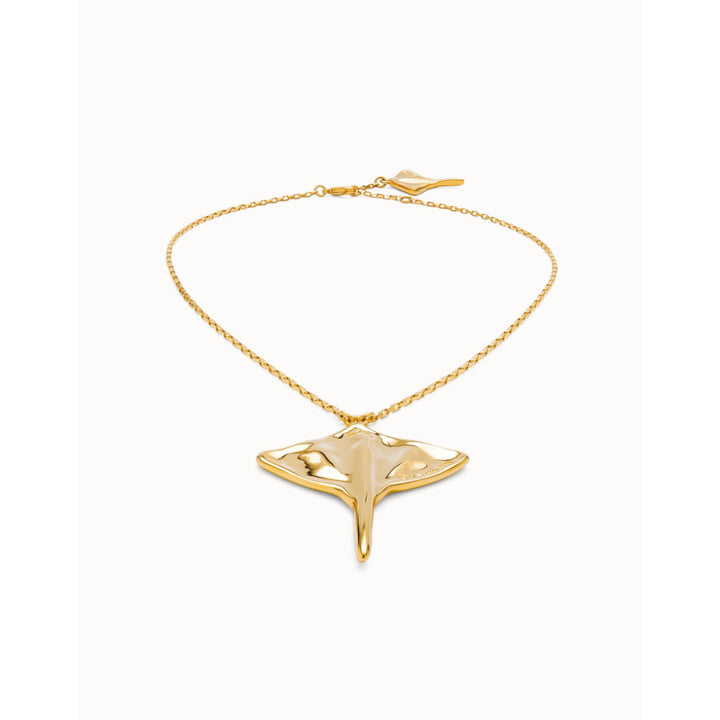 Unode50 18k Gold Plated Manta Ray Short Chain Pendant Necklace image 2